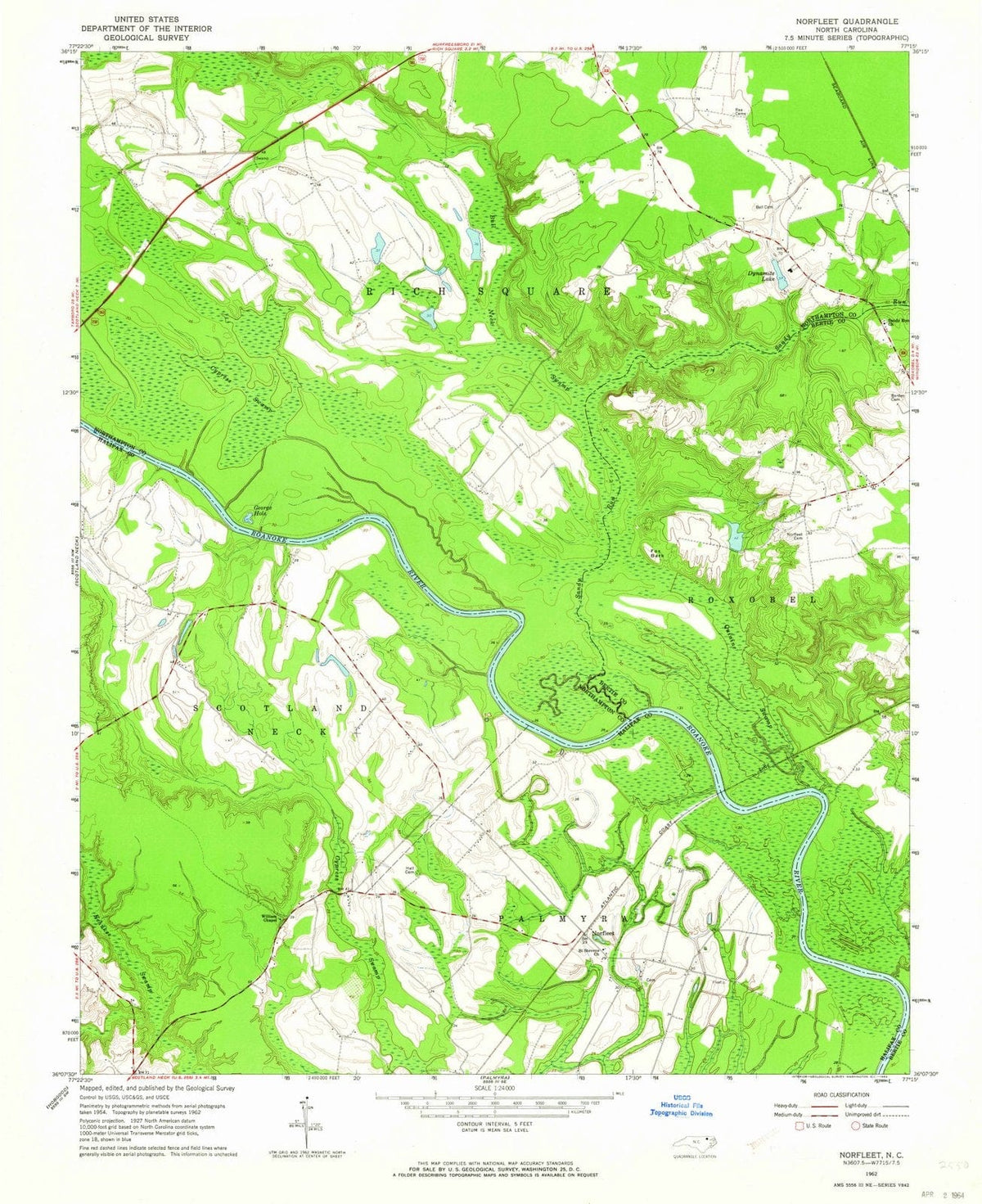 1962 Norfleet, NC - North Carolina - USGS Topographic Map