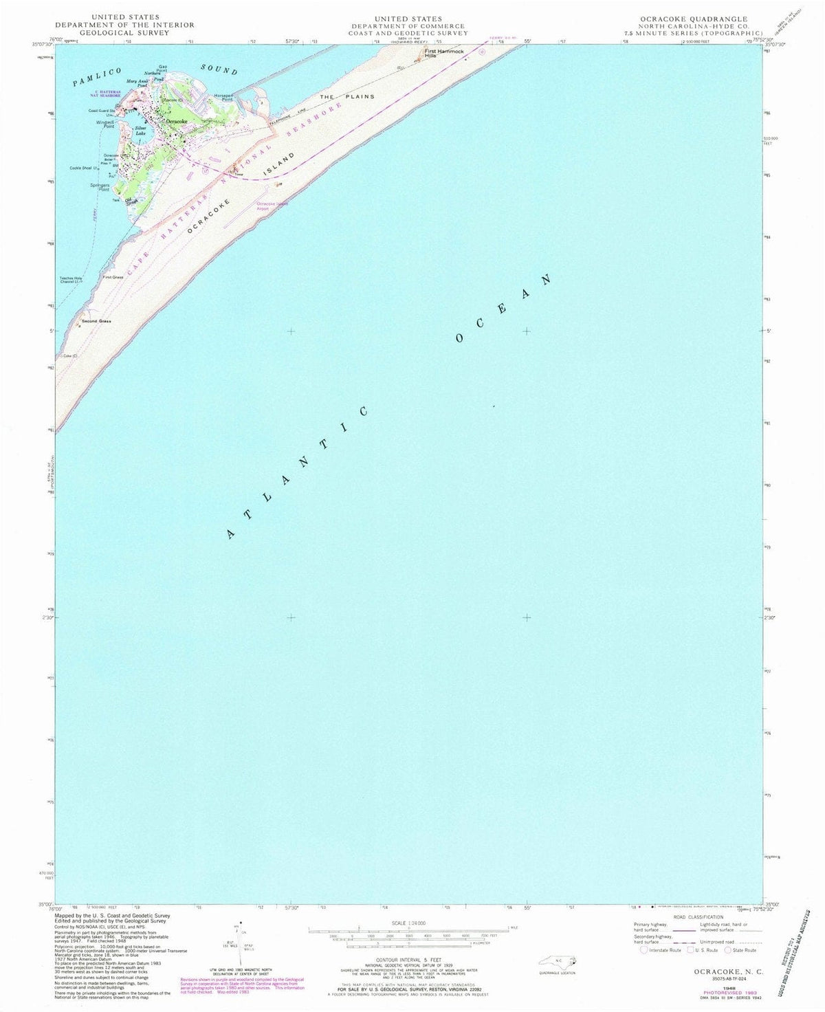 1948 Ocracoke, NC - North Carolina - USGS Topographic Map