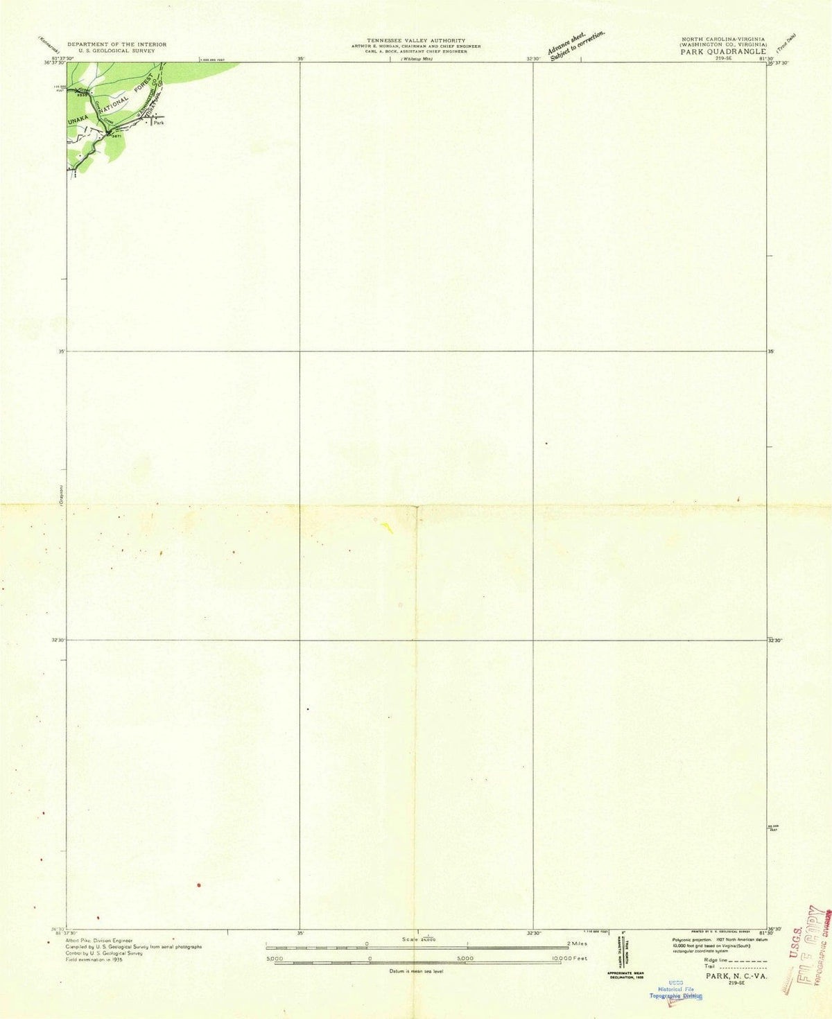 1935 Park, NC - North Carolina - USGS Topographic Map