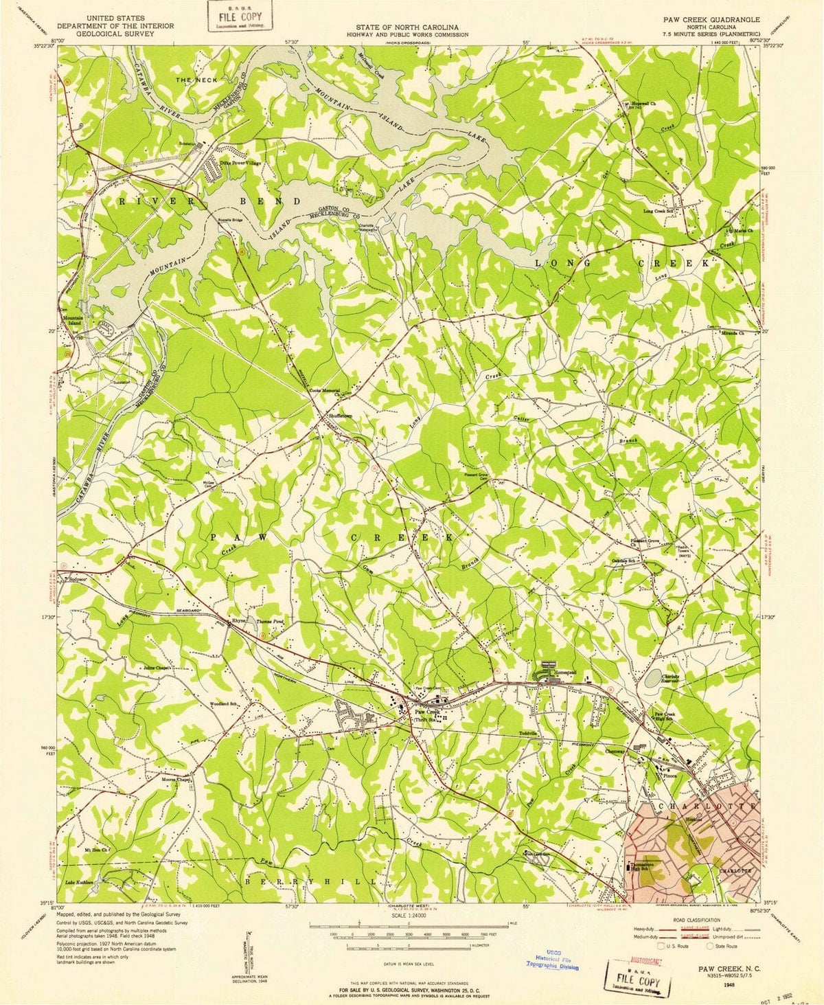 1948 Paw Creek, NC - North Carolina - USGS Topographic Map