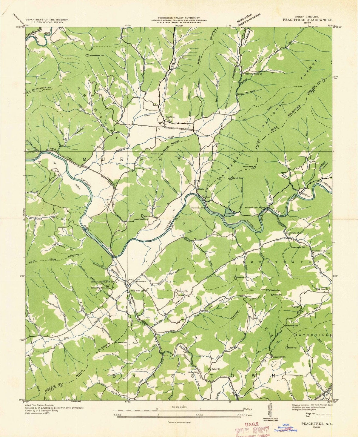 1935 Peachtree, NC - North Carolina - USGS Topographic Map