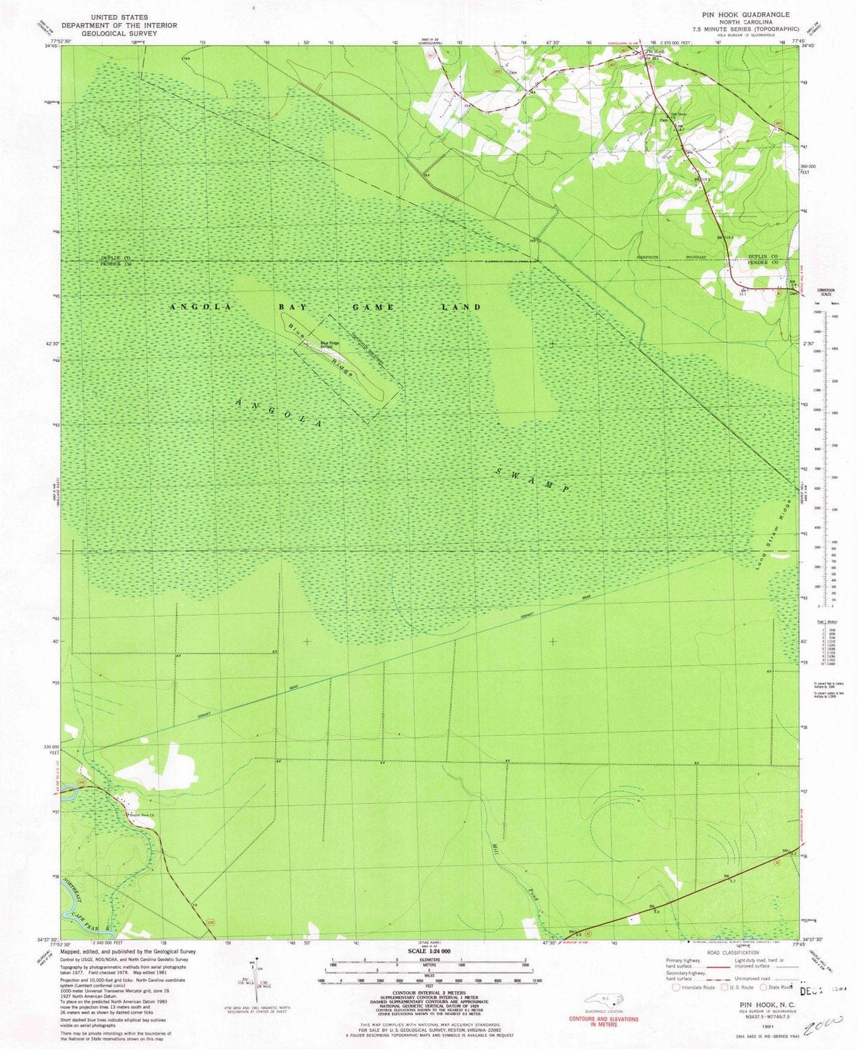 1981 Pin Hook, NC - North Carolina - USGS Topographic Map