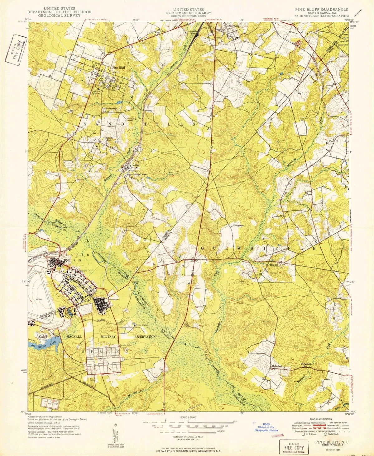 1950 Pine Bluff, NC - North Carolina - USGS Topographic Map