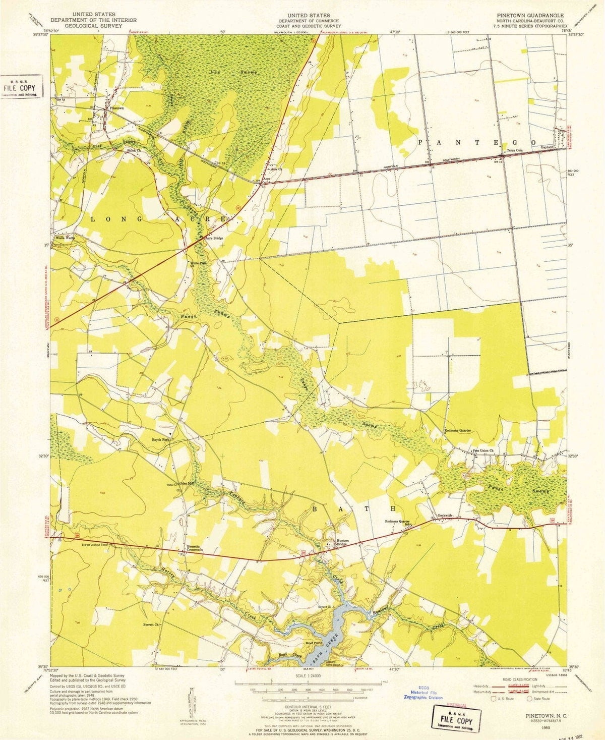 1950 Pinetown, NC - North Carolina - USGS Topographic Map