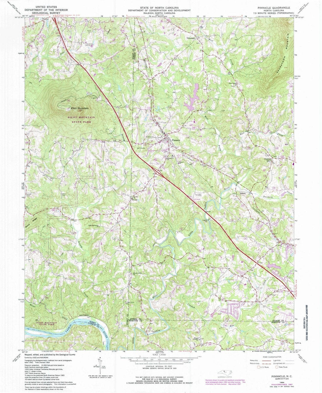 1964 Pinnacle, NC - North Carolina - USGS Topographic Map