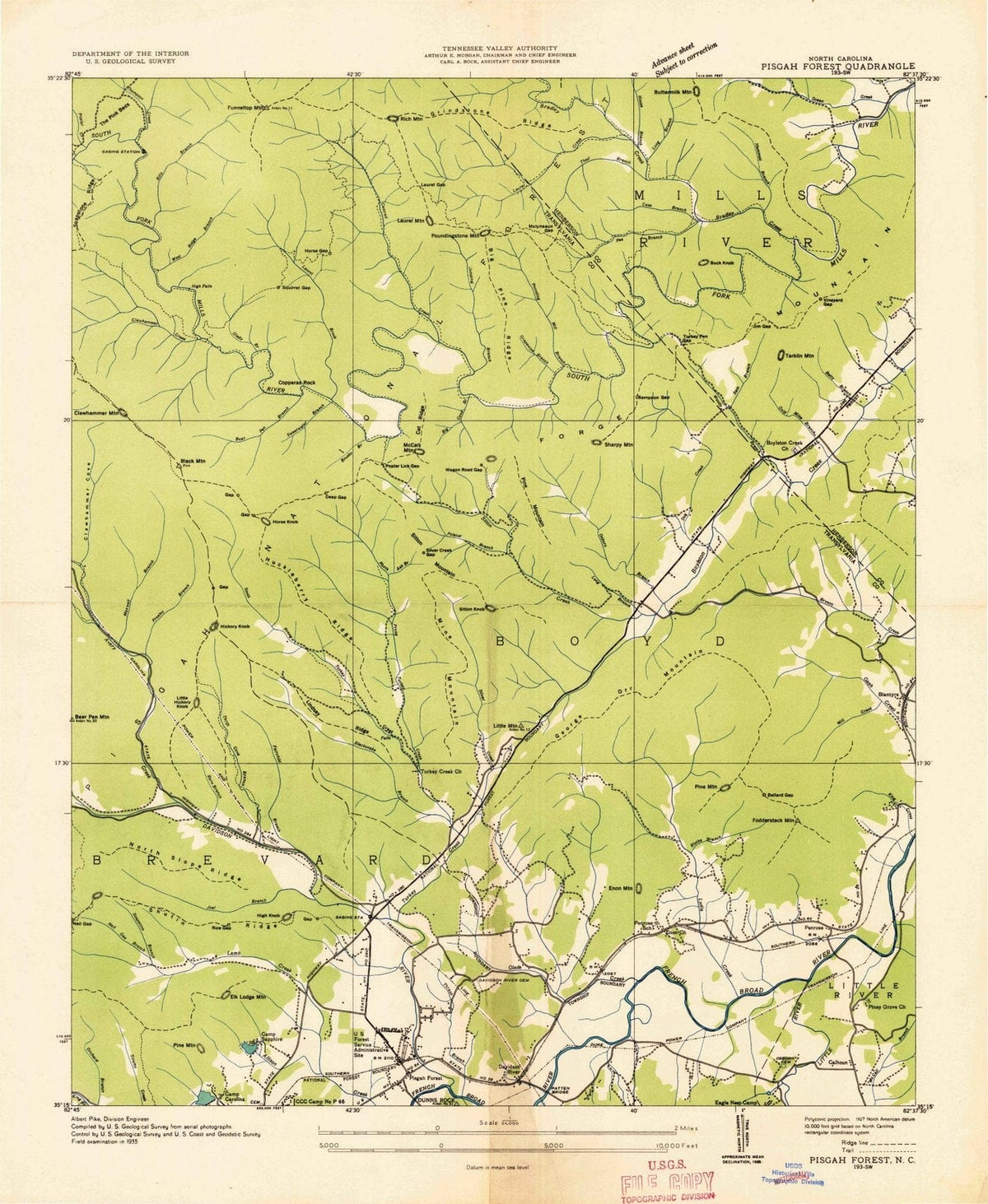 1935 Pisgah Forest, NC - North Carolina - USGS Topographic Map