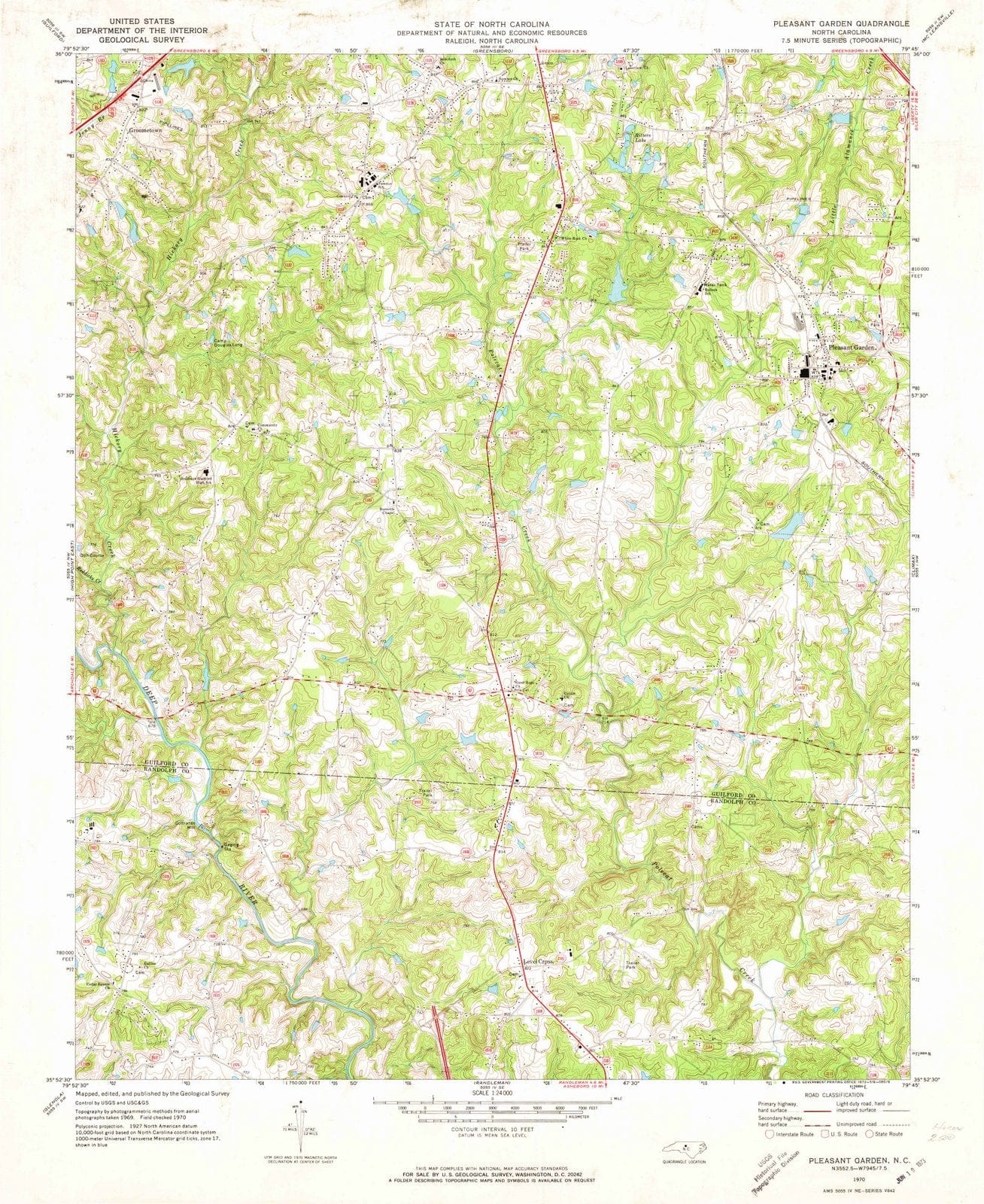 1970 Pleasant Garden, NC - North Carolina - USGS Topographic Map