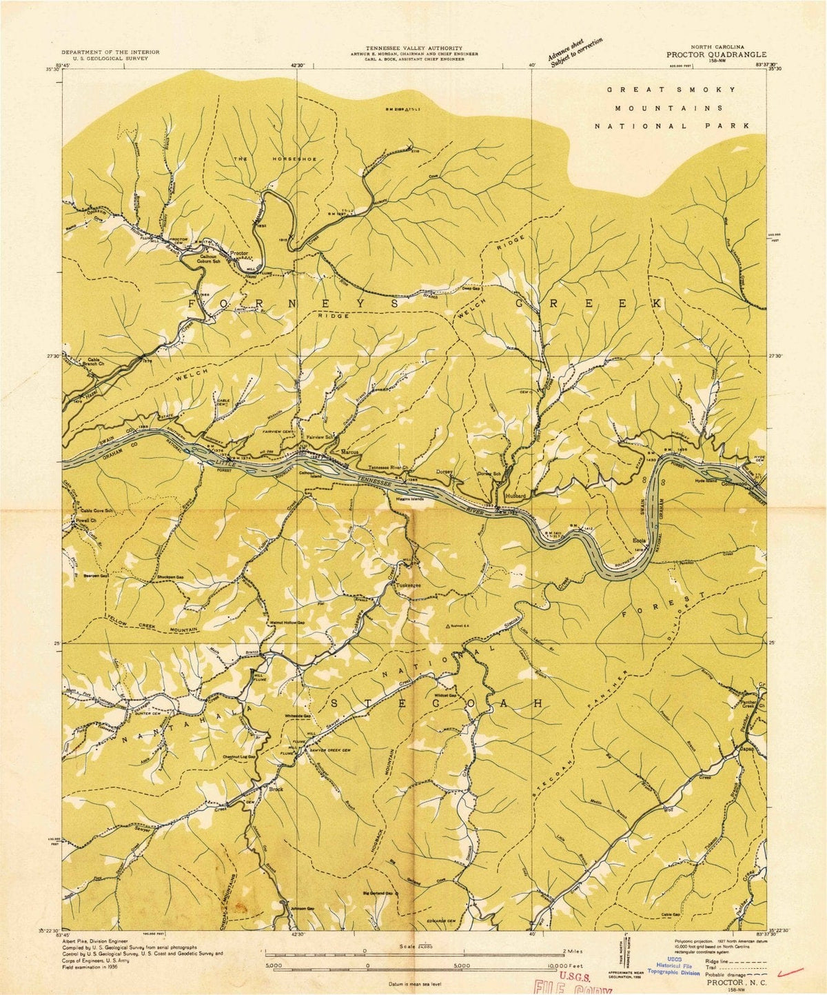 1936 Proctor, NC - North Carolina - USGS Topographic Map