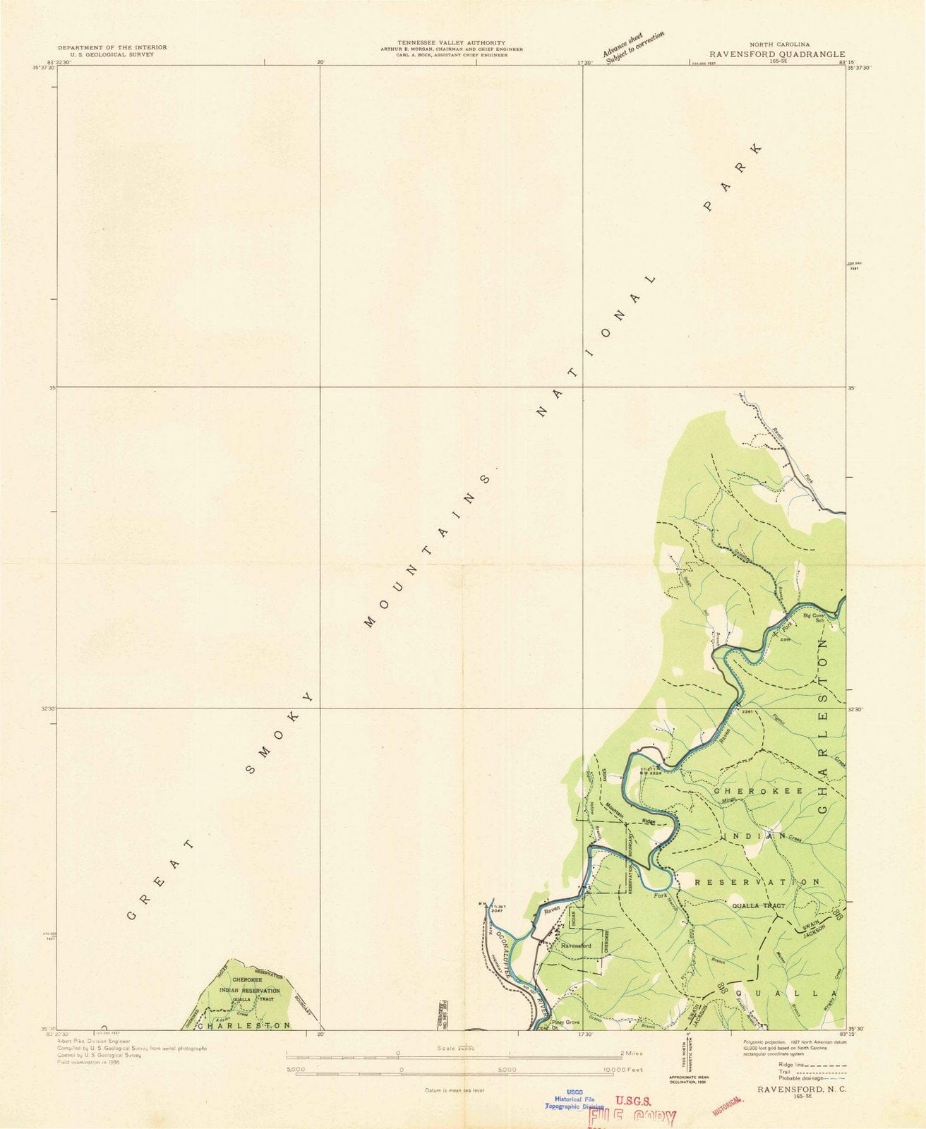 1936 Ravensford, NC - North Carolina - USGS Topographic Map