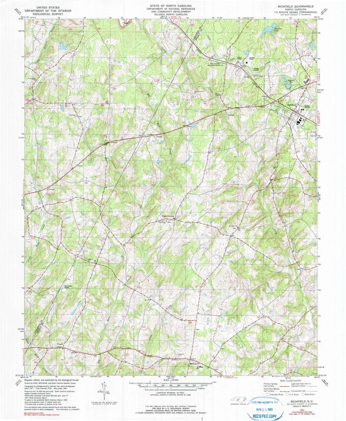1981 Richfield, NC - North Carolina - USGS Topographic Map