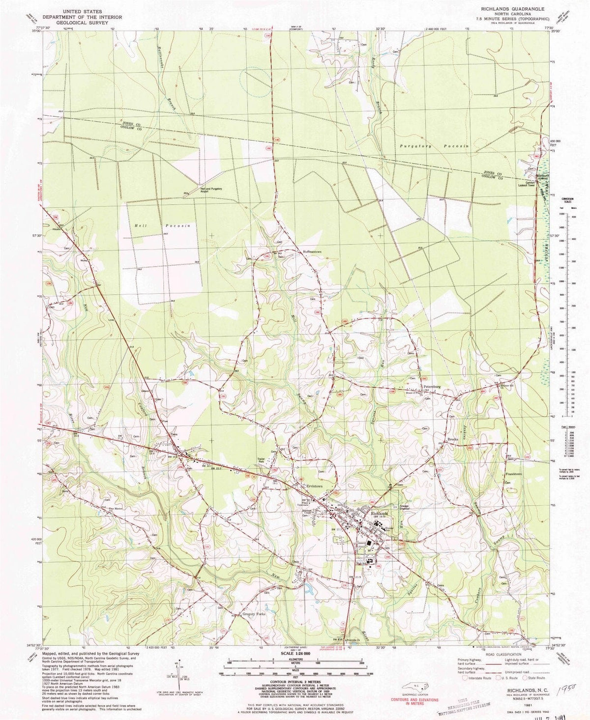1981 Richlands, NC - North Carolina - USGS Topographic Map