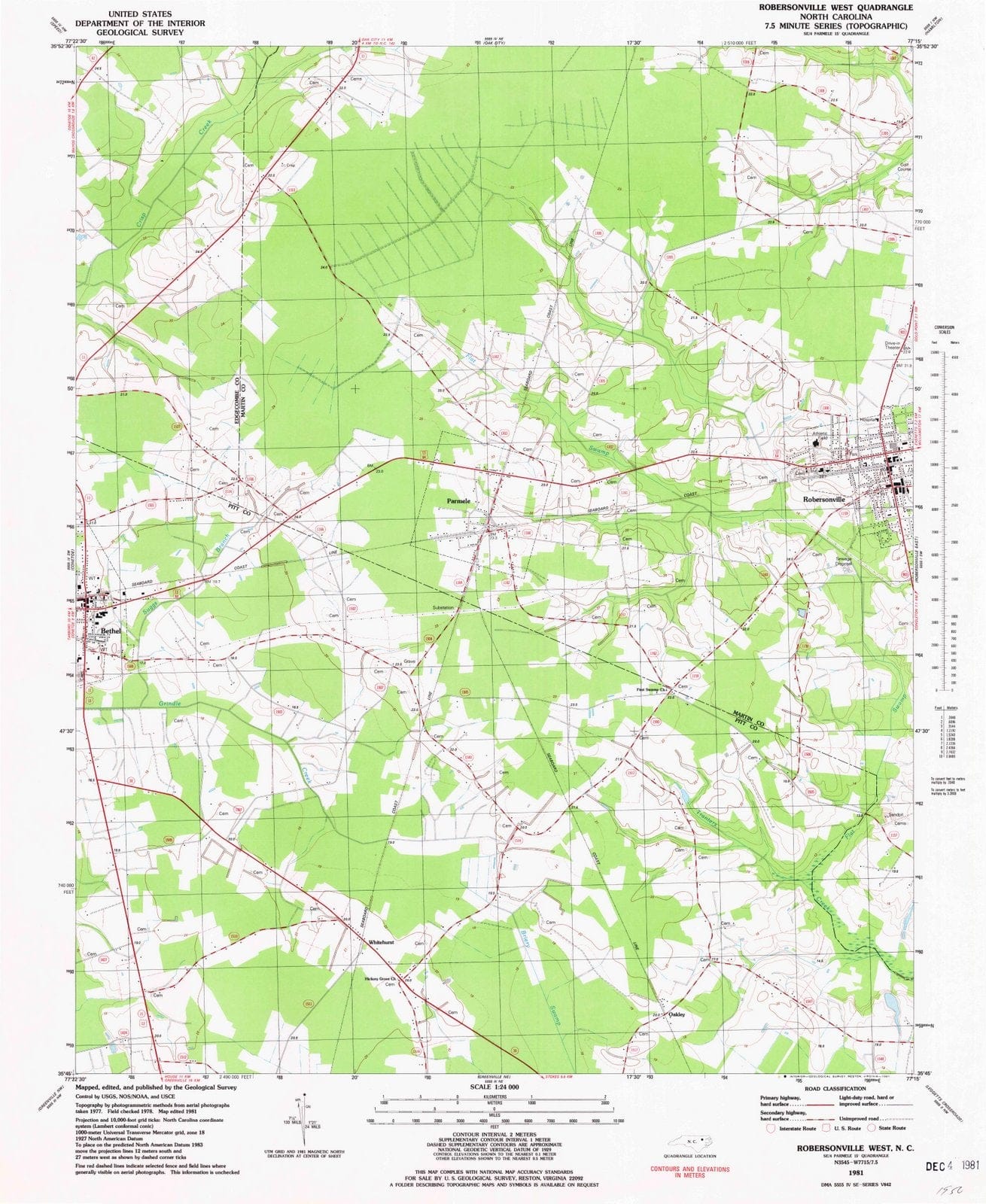1981 Robersonsville West, NC - North Carolina - USGS Topographic Map