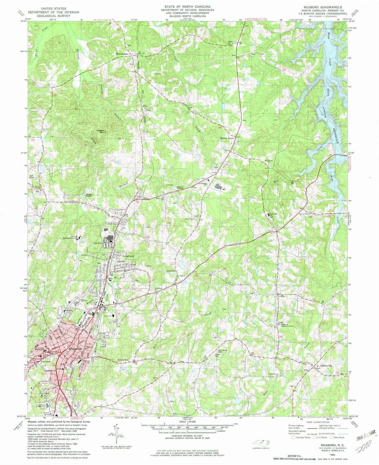 1982 Roxboro, NC - North Carolina - USGS Topographic Map