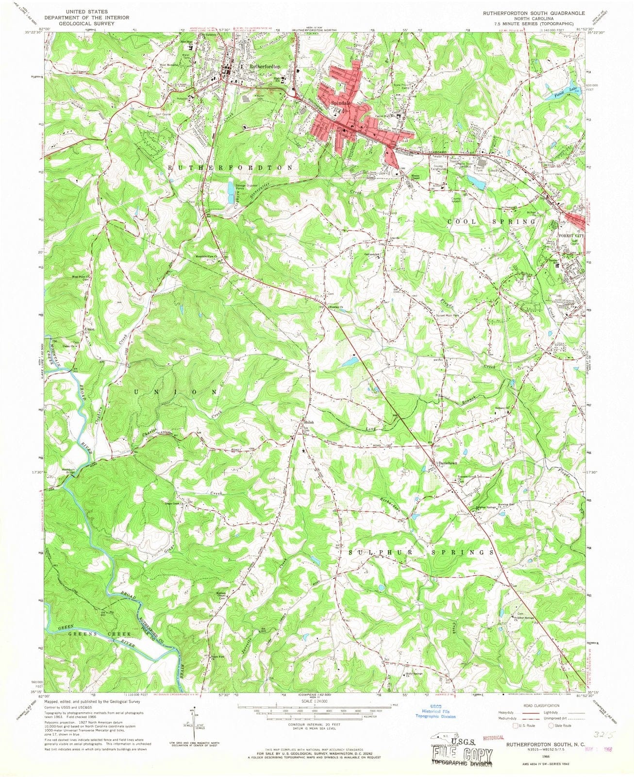 1966 Rutherfordton South, NC - North Carolina - USGS Topographic Map