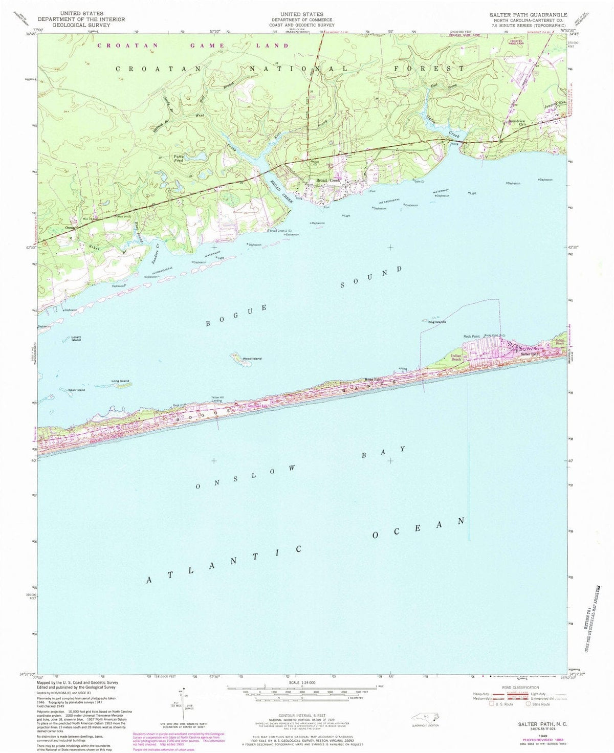 1949 Salter Path, NC - North Carolina - USGS Topographic Map