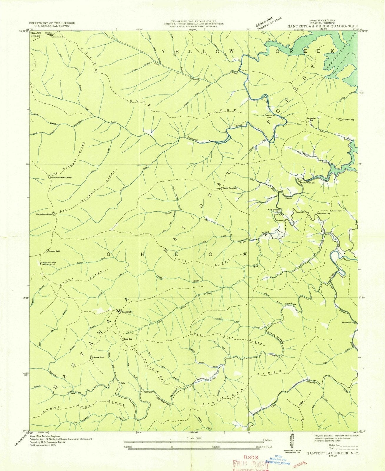 1935 Santeetlah Creek, NC - North Carolina - USGS Topographic Map