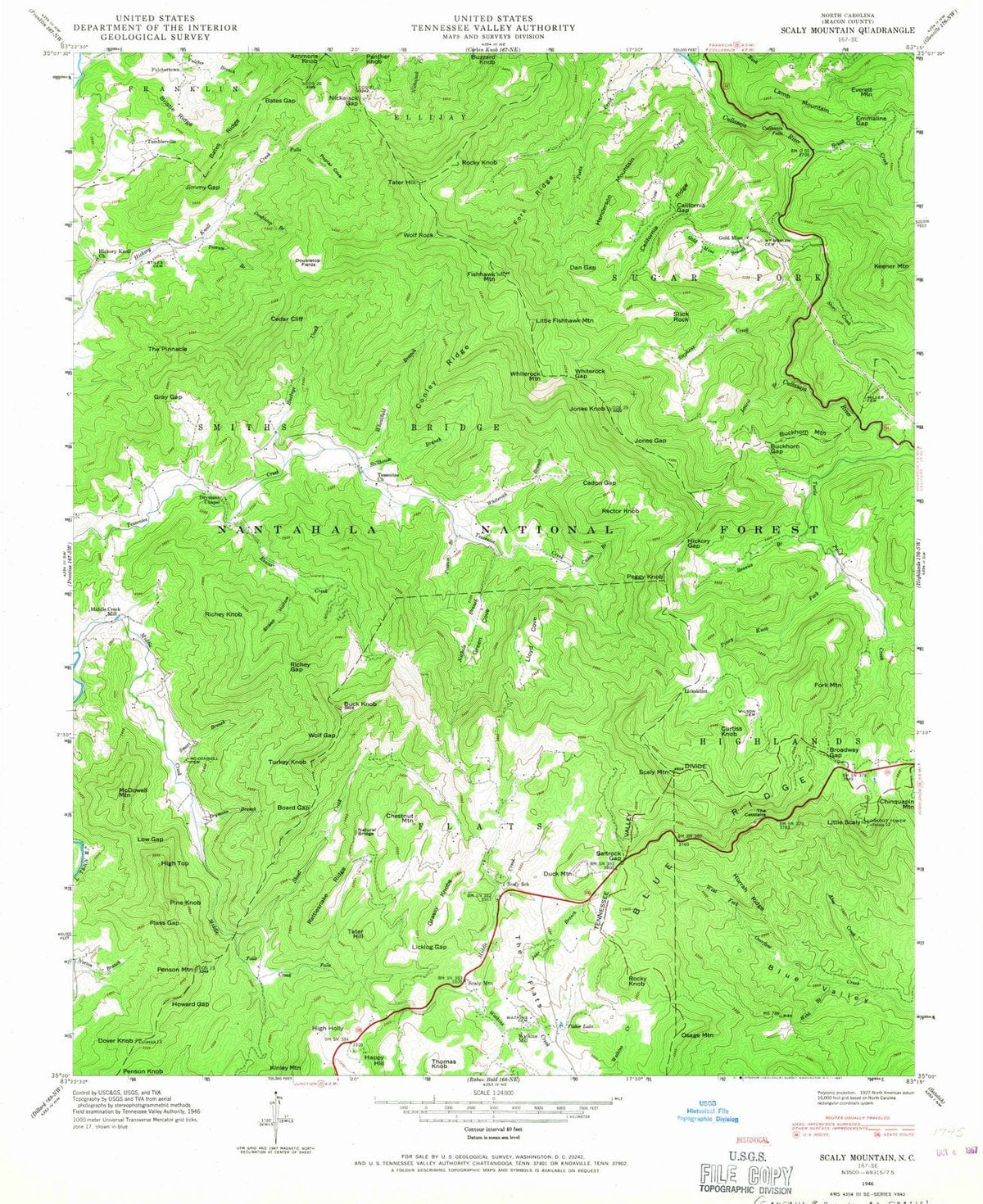 1946 Scaly Mountain, NC - North Carolina - USGS Topographic Map