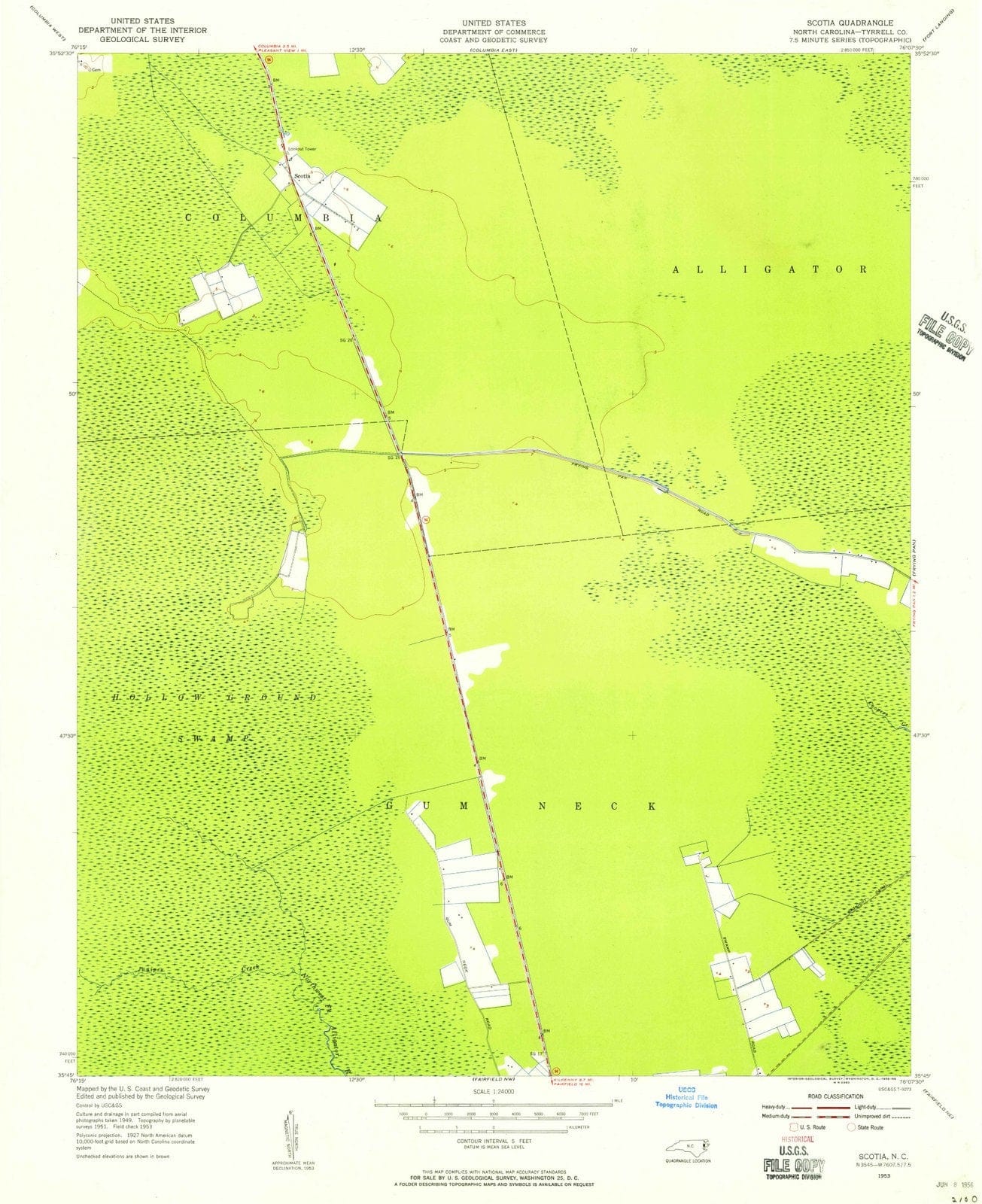 1953 Scotia, NC - North Carolina - USGS Topographic Map