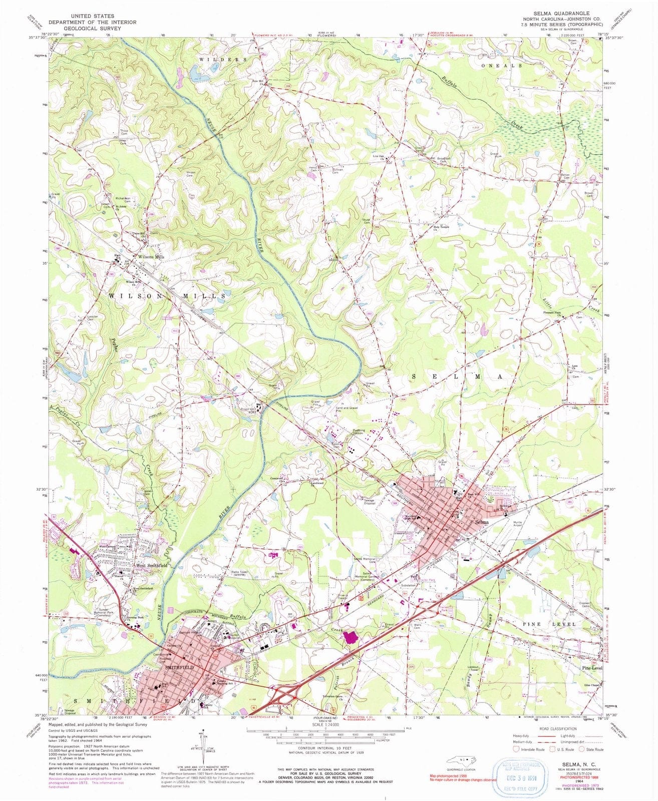 1964 Selma, NC - North Carolina - USGS Topographic Map