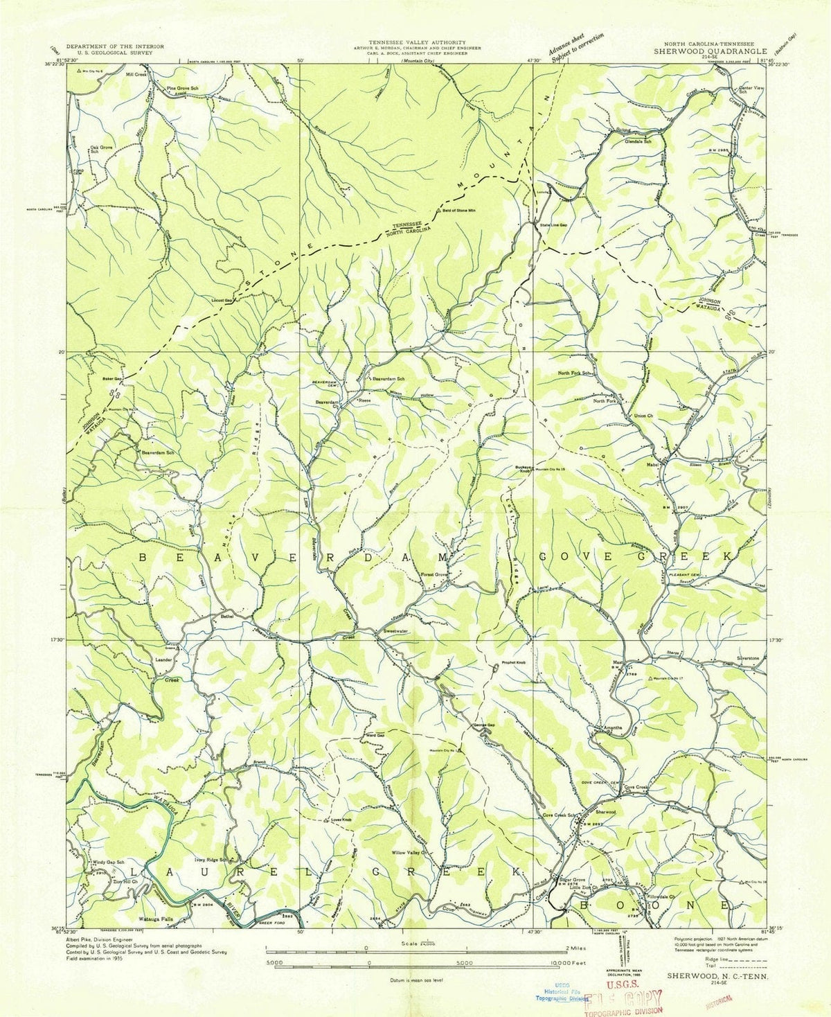 1935 Sherwood, NC - North Carolina - USGS Topographic Map