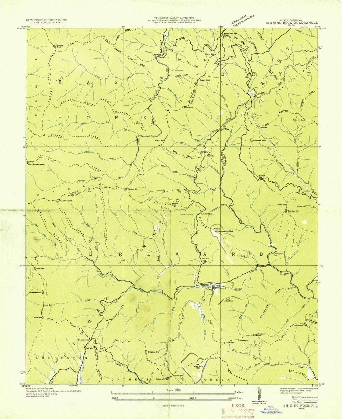 1935 Shining Rock, NC - North Carolina - USGS Topographic Map