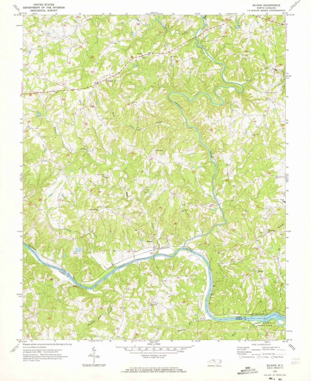 1970 Siloam, NC - North Carolina - USGS Topographic Map