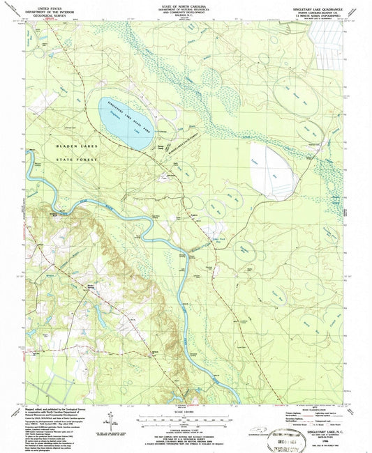 1986 Singletary Lake, NC - North Carolina - USGS Topographic Map
