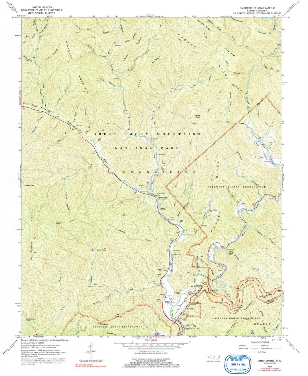 1964 Smokemont, NC - North Carolina - USGS Topographic Map