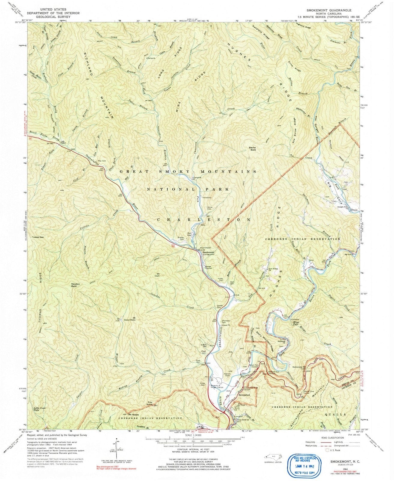 1964 Smokemont, NC - North Carolina - USGS Topographic Map