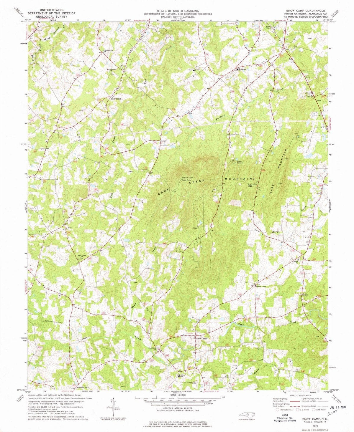 1978 Snow Camp, NC - North Carolina - USGS Topographic Map