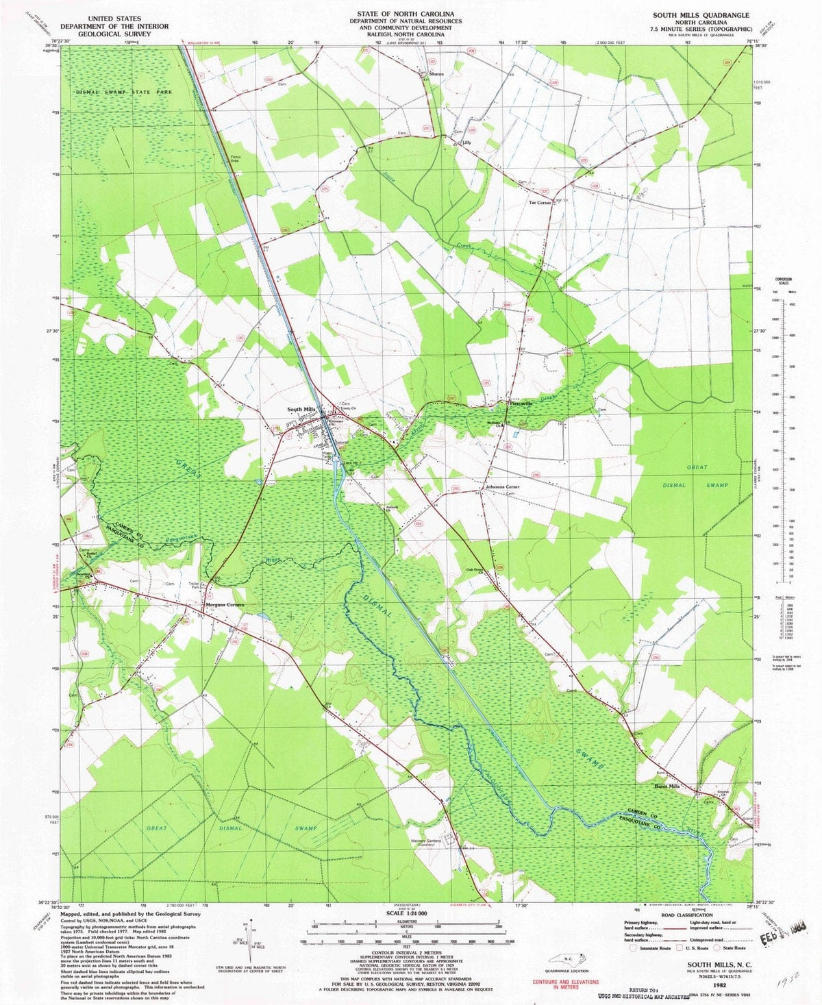 1982 South Mills, NC - North Carolina - USGS Topographic Map