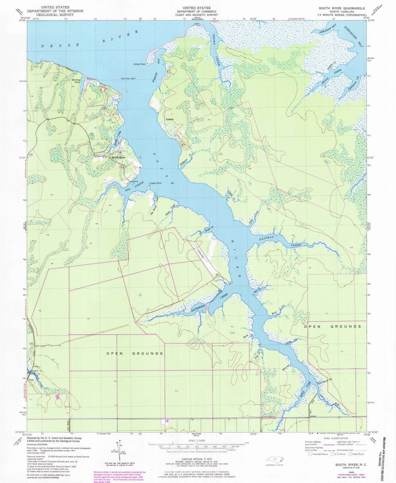 1949 South River, NC - North Carolina - USGS Topographic Map