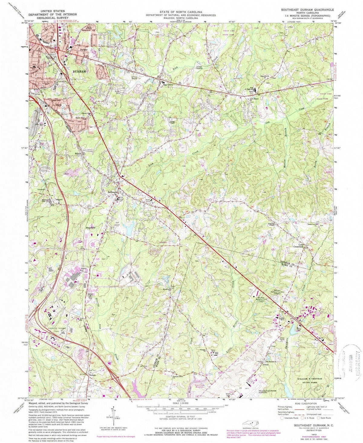 1973 Southeasturham, NC - North Carolina - USGS Topographic Map