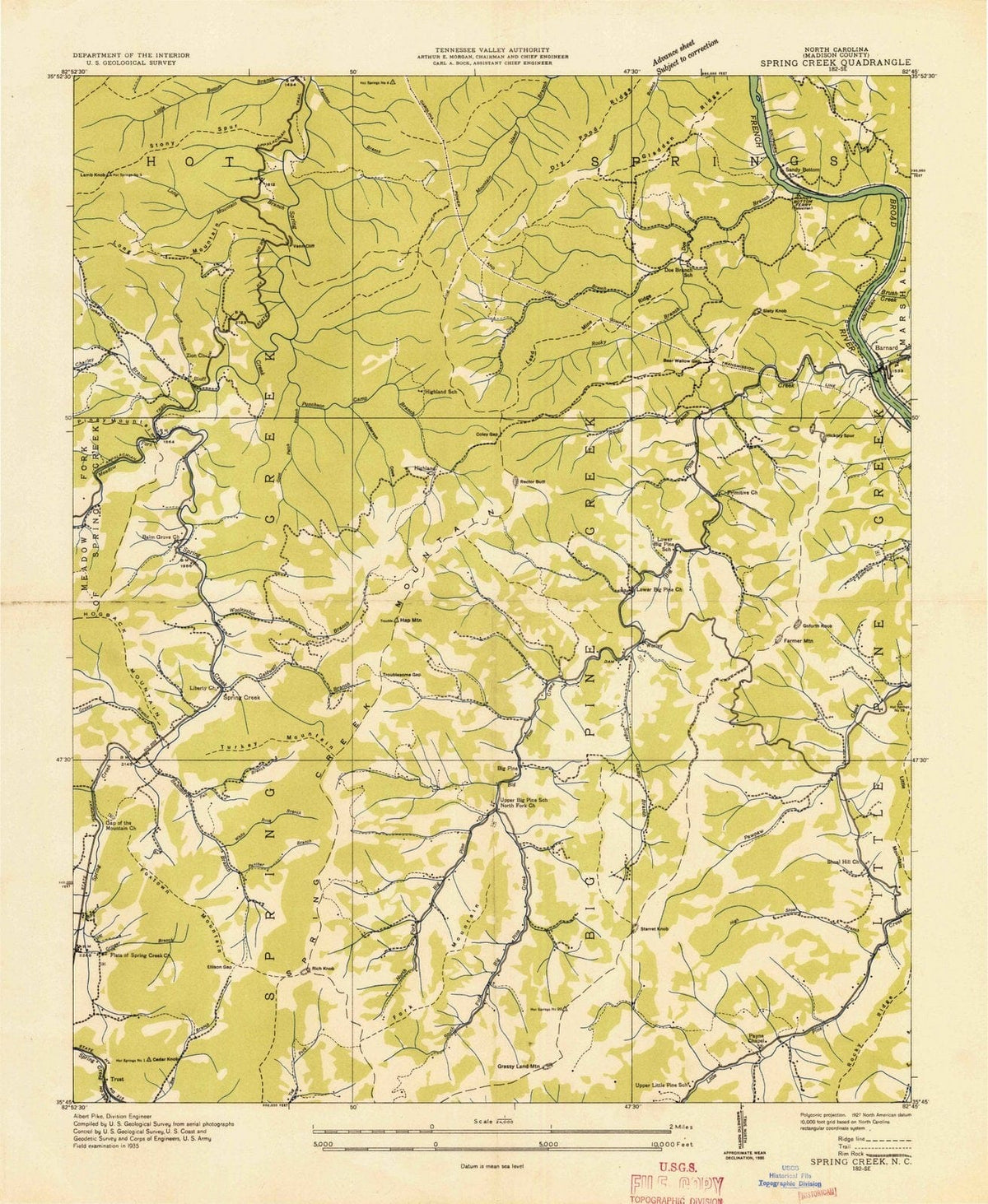 1935 Spring Creek, NC - North Carolina - USGS Topographic Map