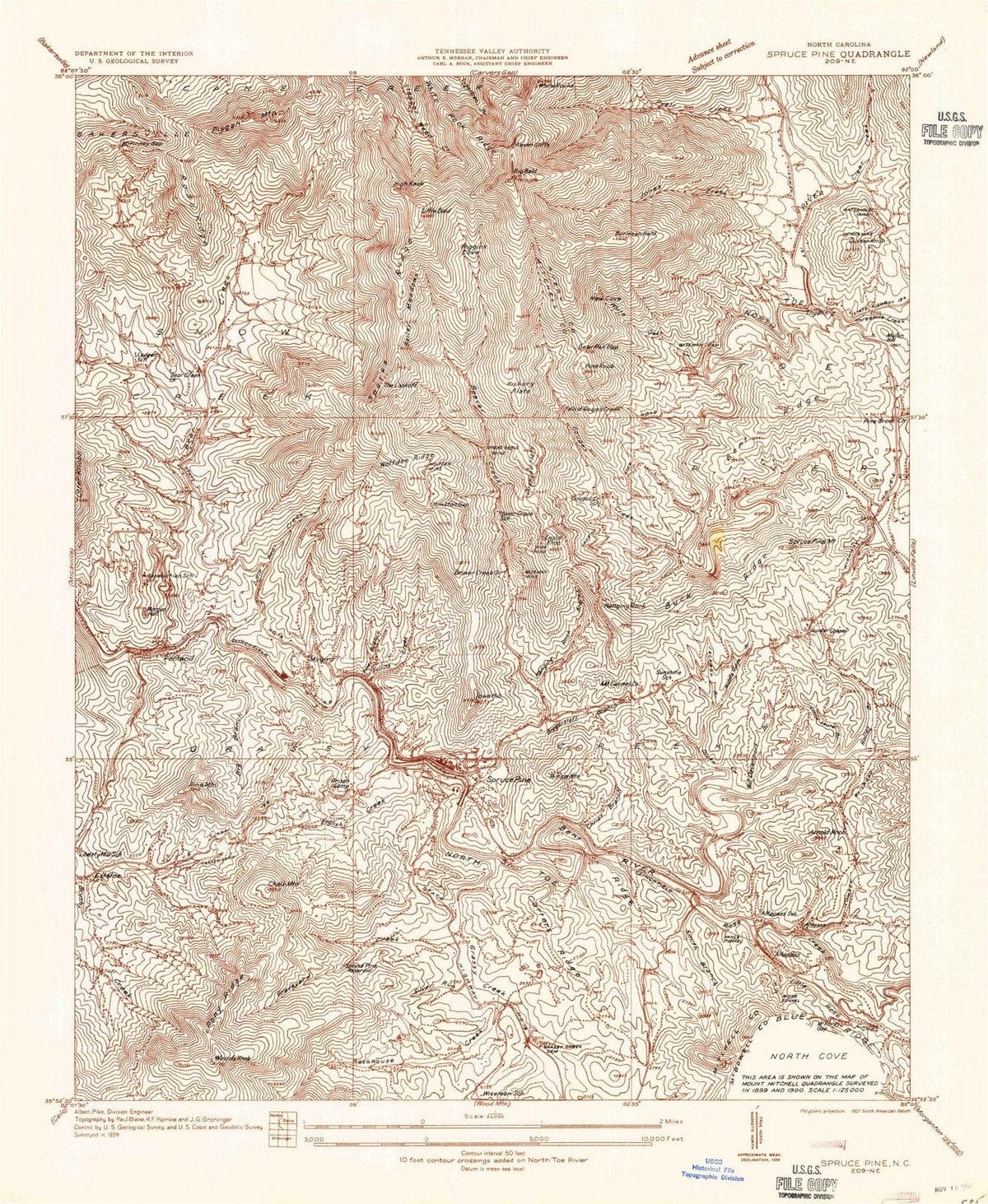 1934 Spruce Pine, NC - North Carolina - USGS Topographic Map