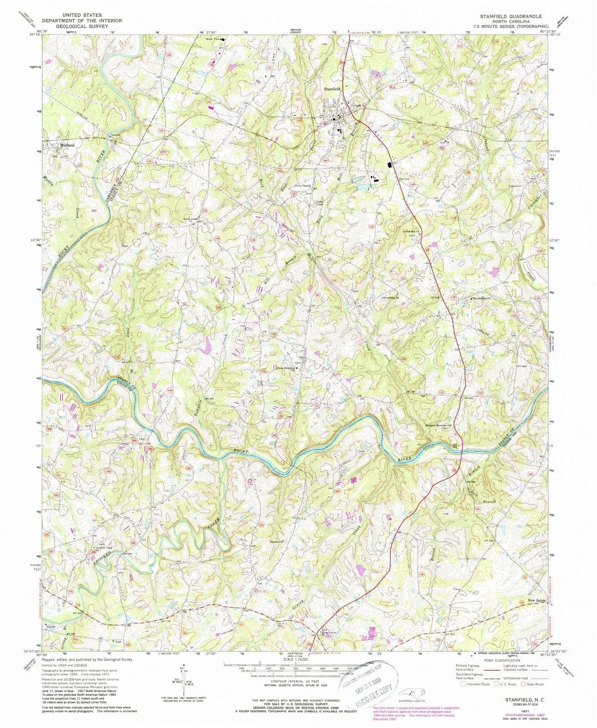 1971 Stanfield, NC - North Carolina - USGS Topographic Map