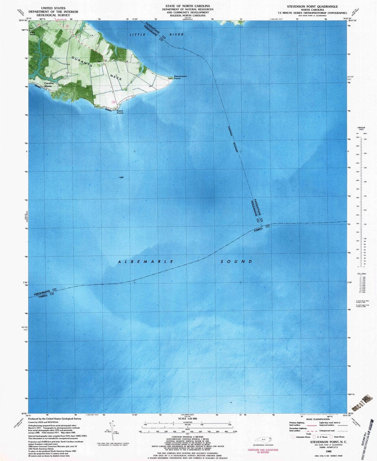 1982 Stevenson Point, NC - North Carolina - USGS Topographic Map