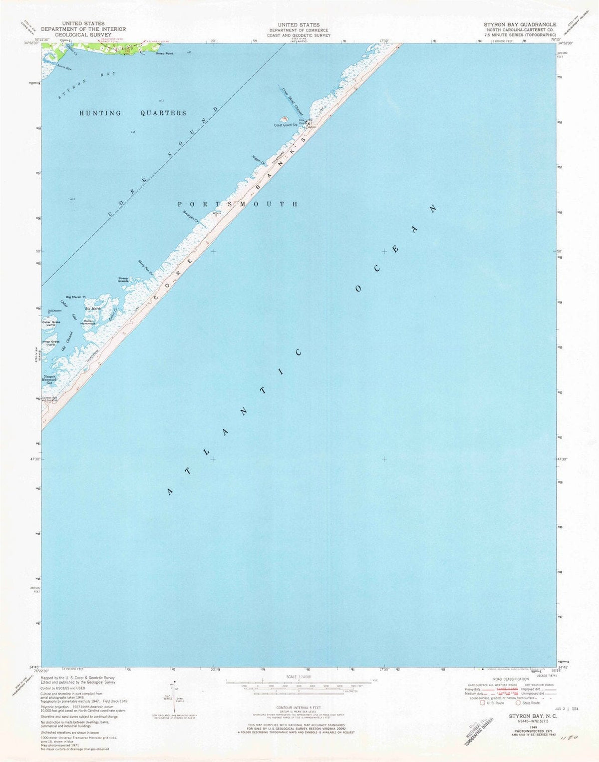 1949 Styron Bay, NC - North Carolina - USGS Topographic Map