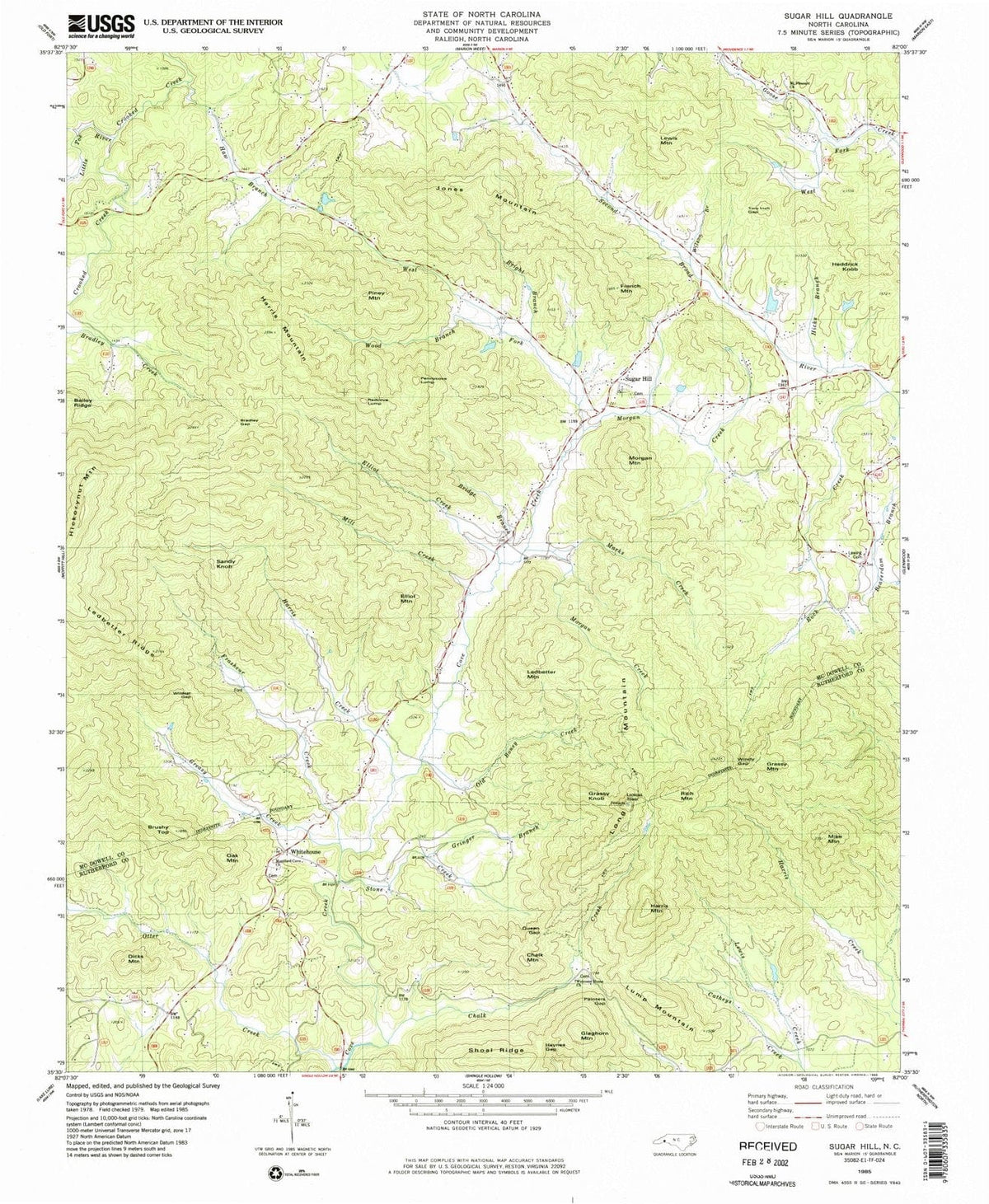 1985 Sugar Hill, NC - North Carolina - USGS Topographic Map