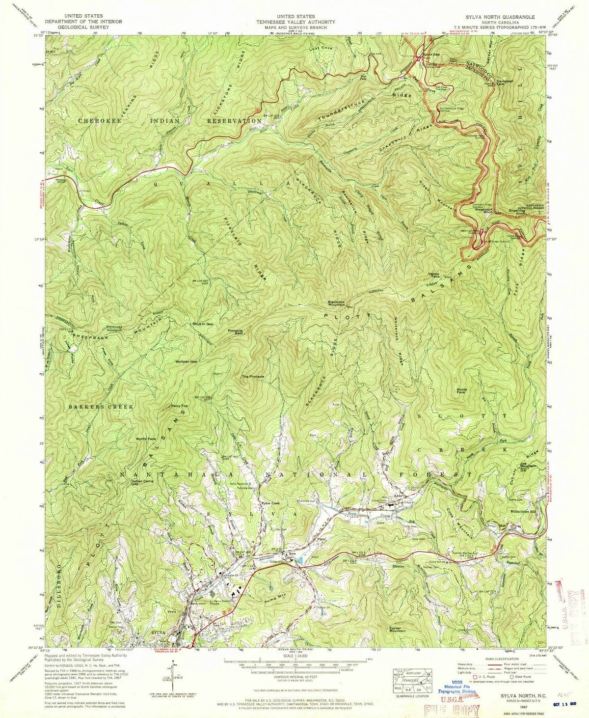 1967 Sylva North, NC - North Carolina - USGS Topographic Map