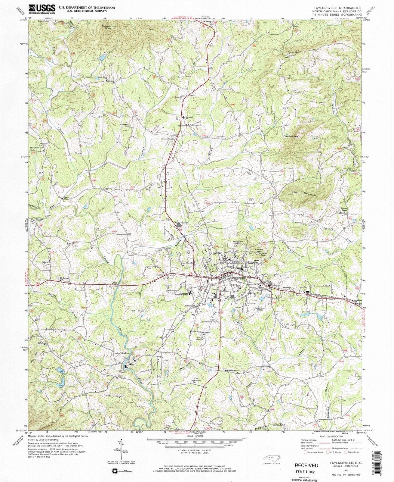 1970 Taylorsville, NC - North Carolina - USGS Topographic Map