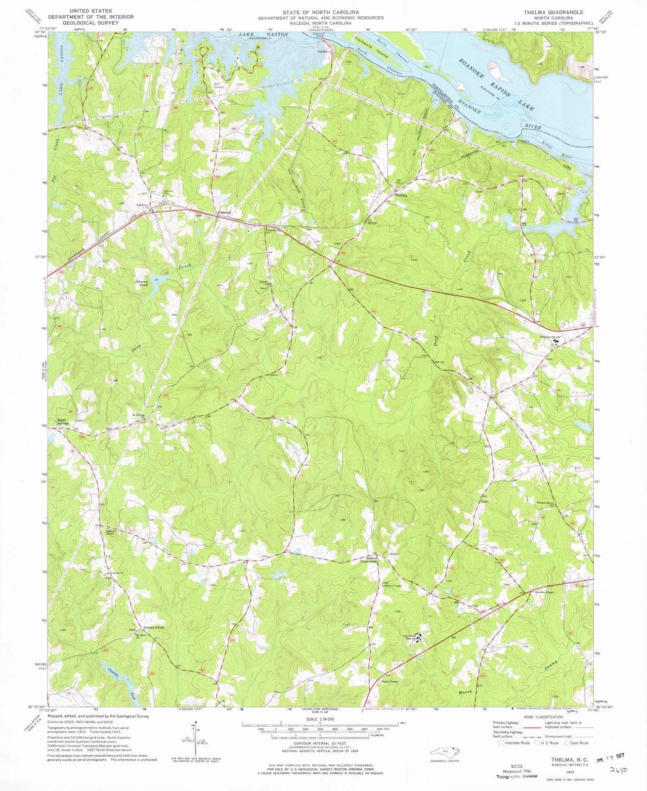 1973 Thelma, NC - North Carolina - USGS Topographic Map