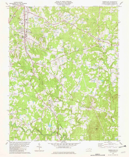 1981 Timberlake, NC - North Carolina - USGS Topographic Map