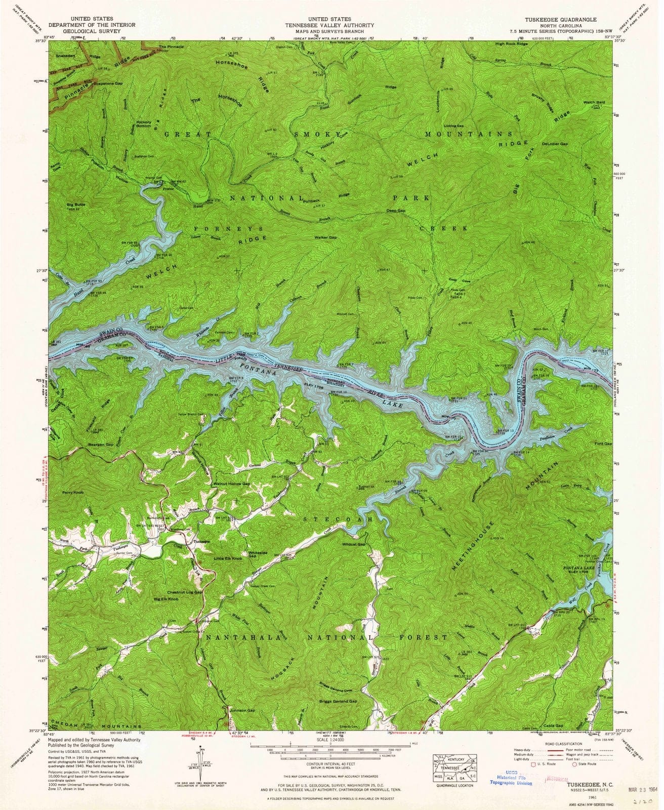1961 Tuskeegee, NC - North Carolina - USGS Topographic Map
