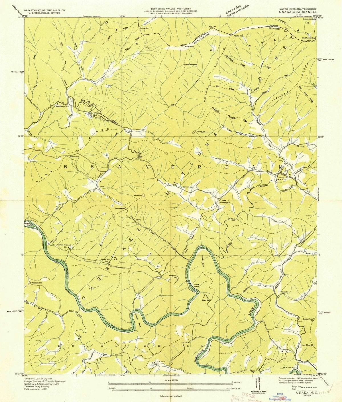 1934 Unaka, NC - North Carolina - USGS Topographic Map