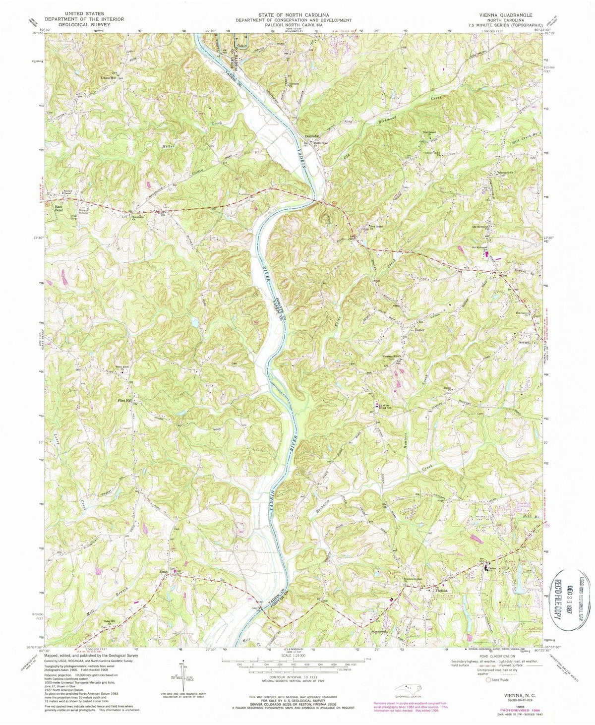 1968 Vienna, NC - North Carolina - USGS Topographic Map