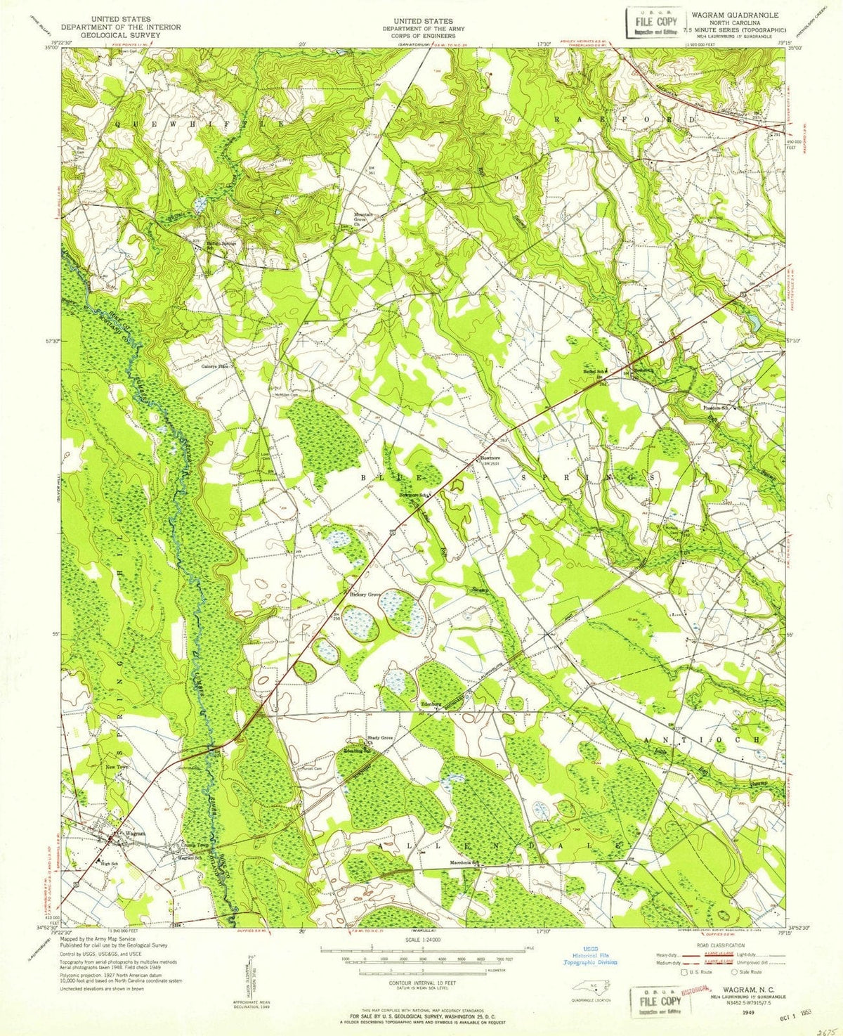 1949 Wagram, NC - North Carolina - USGS Topographic Map