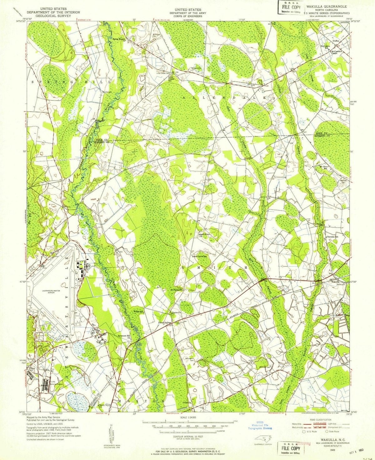 1949 Wakulla, NC - North Carolina - USGS Topographic Map
