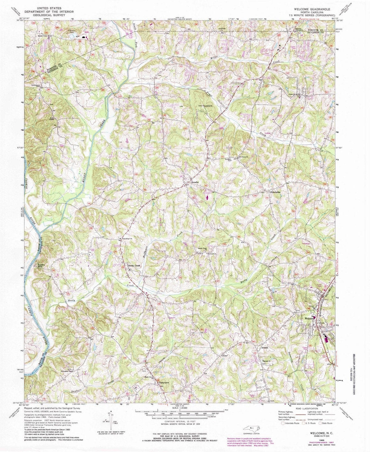 1969 Welcome, NC - North Carolina - USGS Topographic Map
