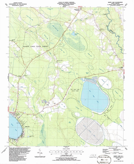 1986 White Lake, NC - North Carolina - USGS Topographic Map